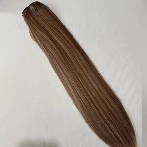 Human hair blend Light Brown With Light Blonde highlights Hair Extensions 24 in